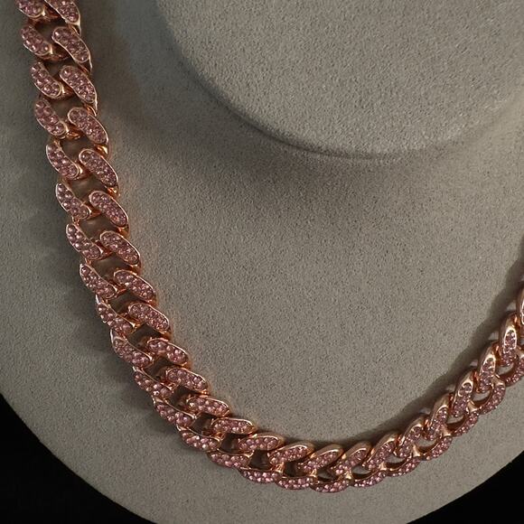 Rose Gold Miami Cuban Link Necklace 24in 12.6mm~NEW - Picture 4 of 16
